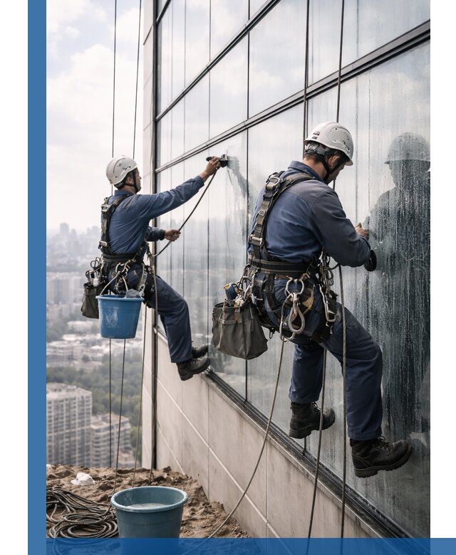 Профессиональная мойка фасадных окон альпинистами в Лабинске