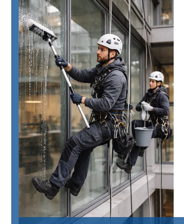 Профессиональная мойка витражей промышленными альпинистами в Лабинске