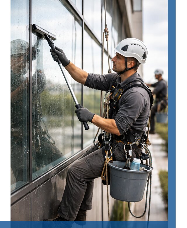 Мойка стеклянных фасадов в Лабинске от 214 р. | ВЫСОТНИК-Лбк