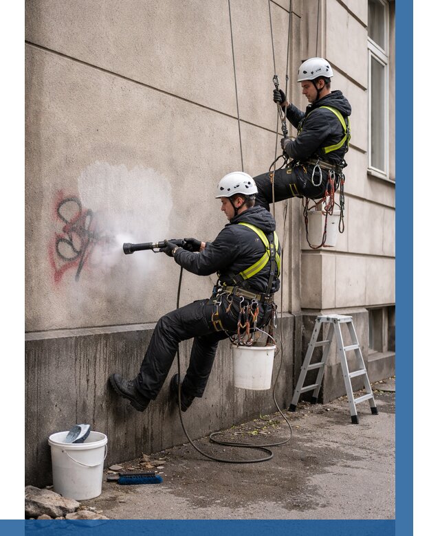 Удаление граффити с фасада в Лабинске от 4826 р. | ВЫСОТНИК-Лбк