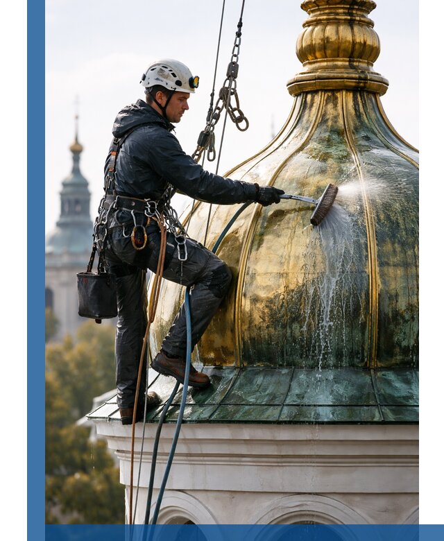 Профессиональная мойка куполов и шпилей высотными альпинистами в Лабинске
