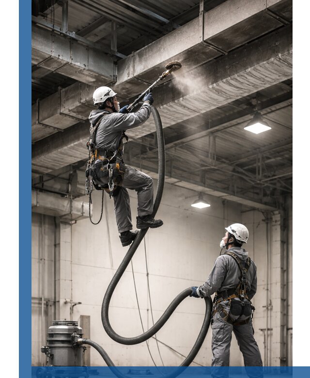 Обеспыливание потолочных конструкций в Лабинске промышленным альпинизмом