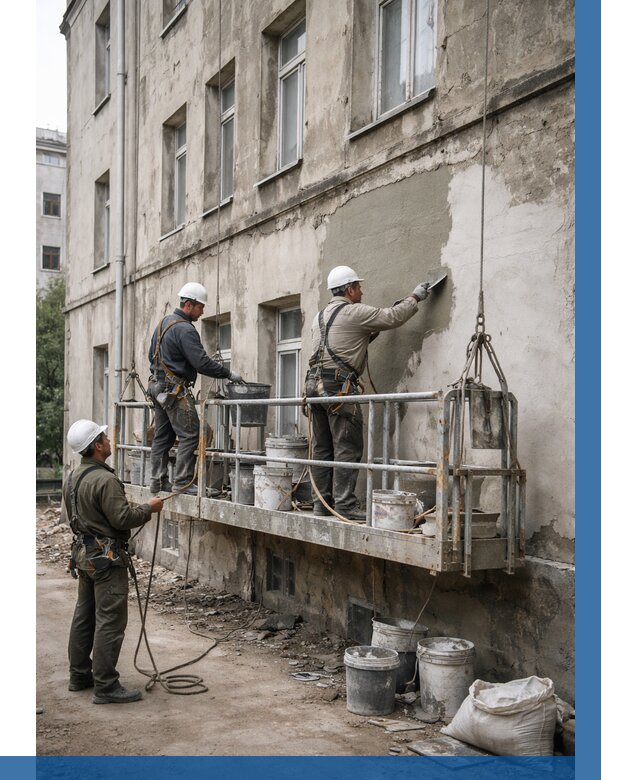 Капитальный ремонт фасада в Лабинске от 4504 р. | ВЫСОТНИК-Лбк