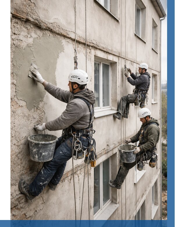 Ремонт штукатурного фасада в Лабинске от 804 р. под ключ | ВЫСОТНИК-Лбк