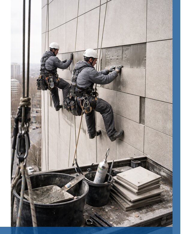 Ремонт фасада из керамогранита в Лабинске от 2681 р. | ВЫСОТНИК-Лбк