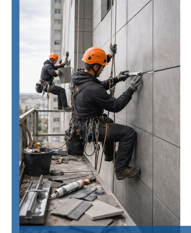 Профессиональный ремонт фасада из керамогранита в Лабинске