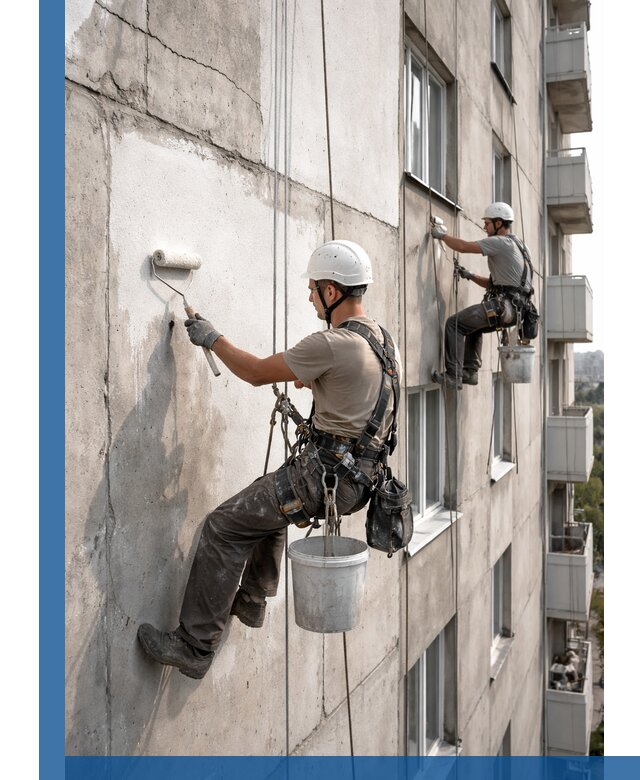 Покраска бетонного фасада в Лабинске для жилых и промышленных объектов