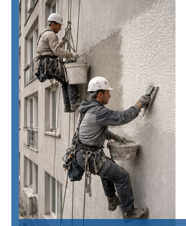 Нанесение декоративной штукатурки короед на фасад в Лабинске