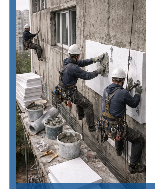 Утепление фасада пенополистиролом в Лабинске под ключ