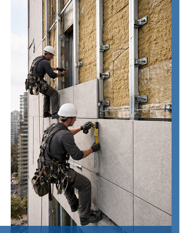 Монтаж вентилируемого фасада в Лабинске от 3753 р. | ВЫСОТНИК-Лбк