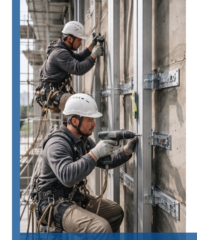 Монтаж и крепление подсистемы вентфасада в Лабинске