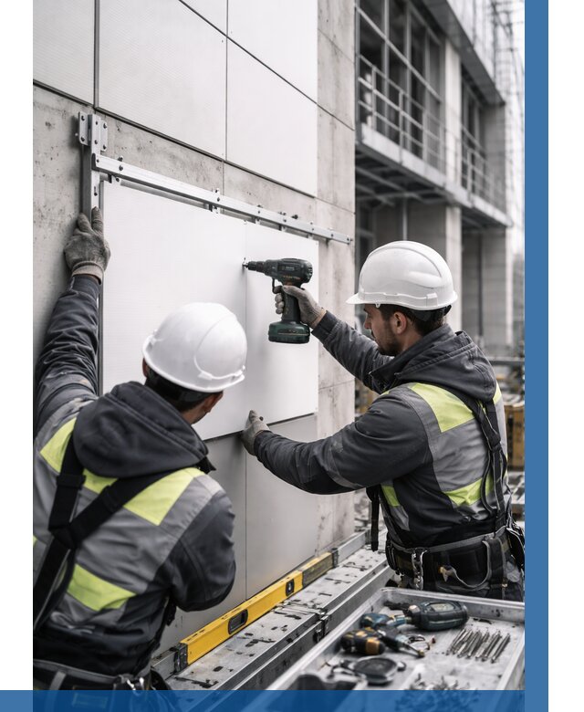 Монтаж композитных панелей фасада в Лабинске от 2681 р. | ВЫСОТНИК-Лбк