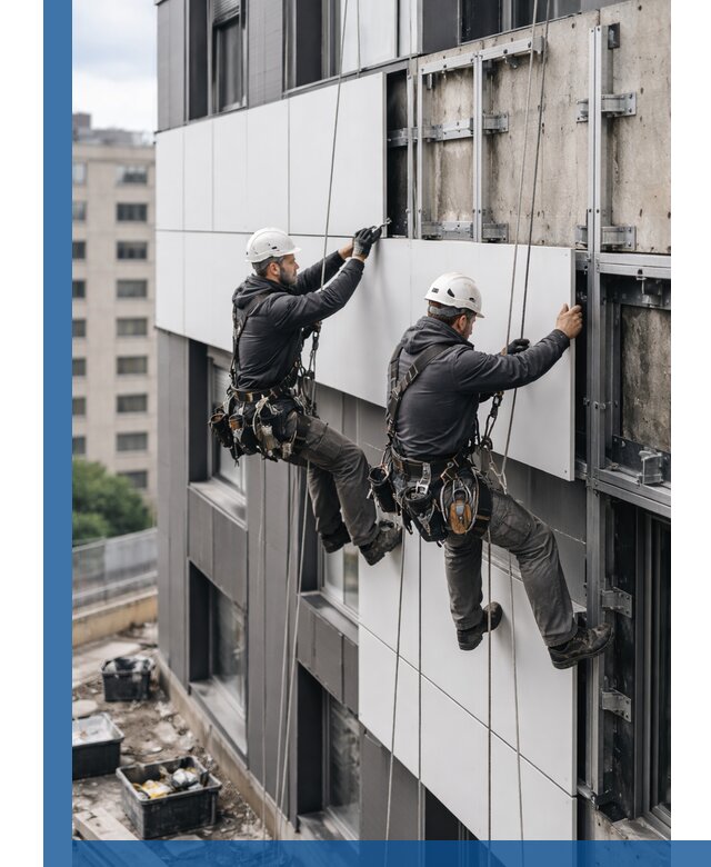 Монтаж композитных панелей фасада в Лабинске под ключ