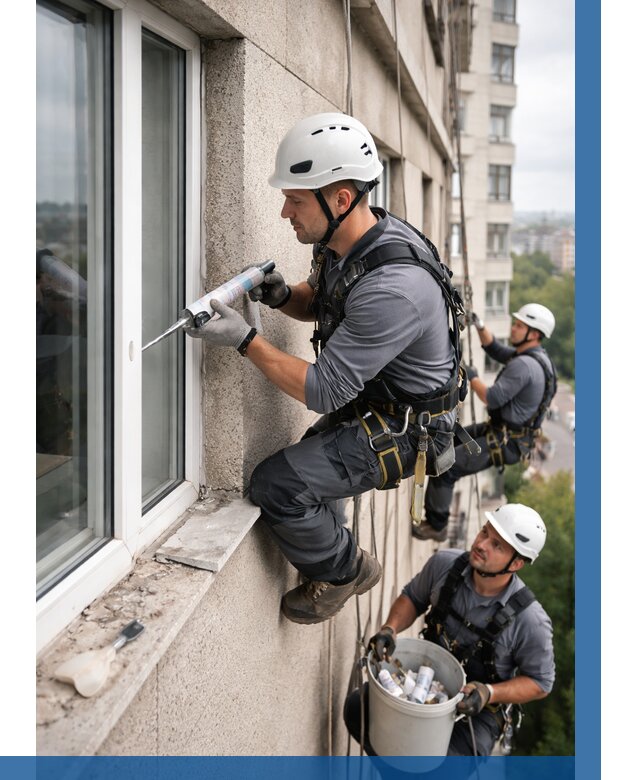 Герметизация оконных швов снаружи в Лабинске от 1609 р. | ВЫСОТНИК-Лбк