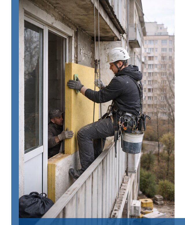 Профессиональное утепление балкона снаружи в Лабинске под ключ