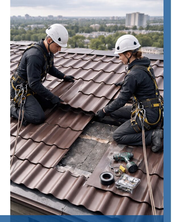 Ремонт металлочерепицы на крыше в Лабинске от 965 р. | ВЫСОТНИК-Лбк