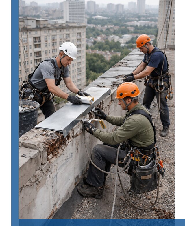 Ремонт парапета на кровле в Лабинске, высотные работы с гарантией