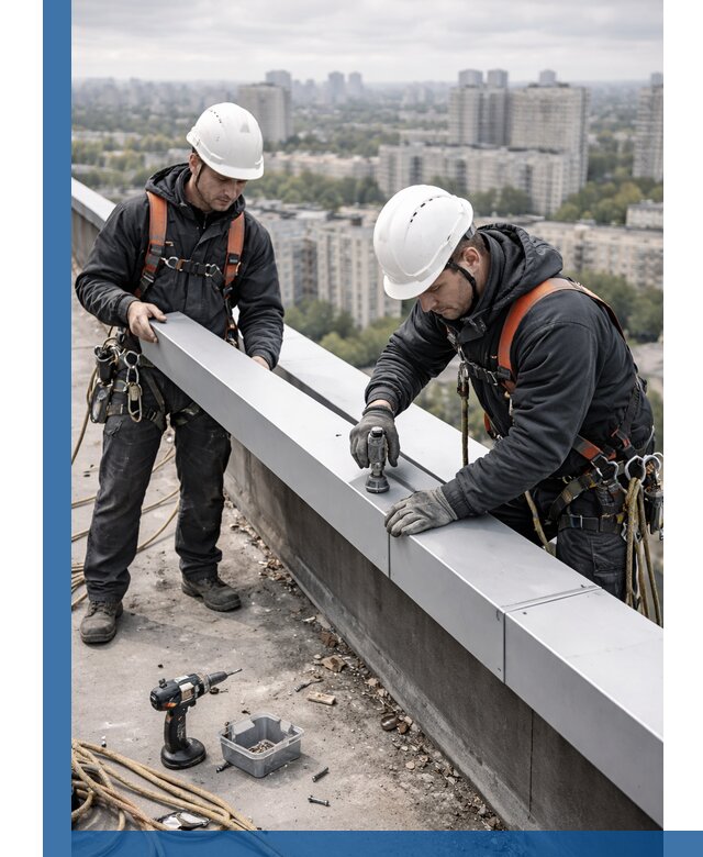 Монтаж парапетных крышек и ограждений кровли в Лабинске