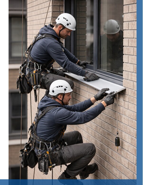 Монтаж оконных отливов под ключ в Лабинске от 3753 р. | ВЫСОТНИК-Лбк