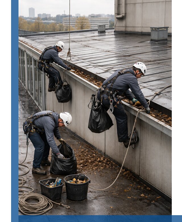 Очистка кровли по периметру в Лабинске силами промышленных альпинистов