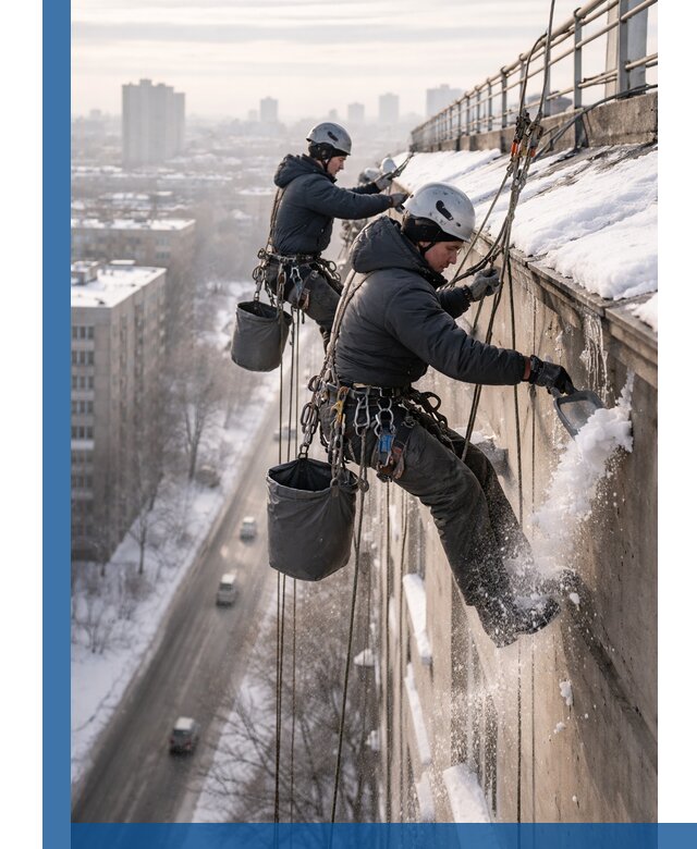 Очистка карнизов от снега в Лабинске профессионально и безопасно