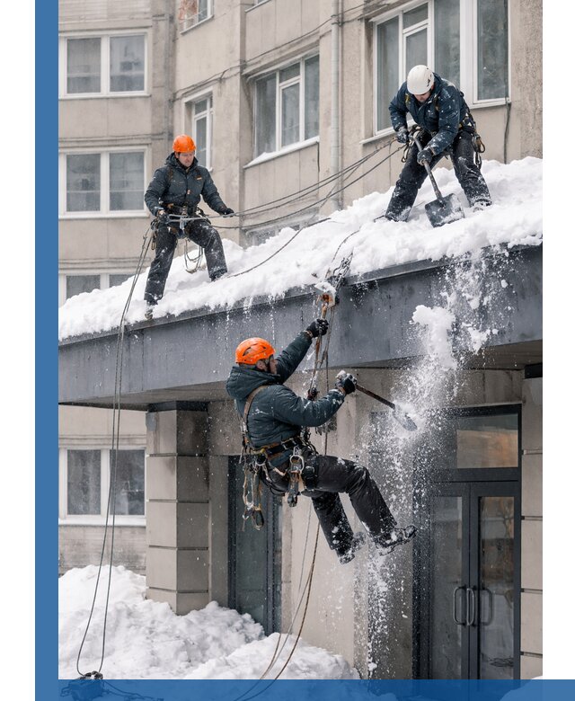 Безопасная очистка навесов от снега в Лабинске круглогодично