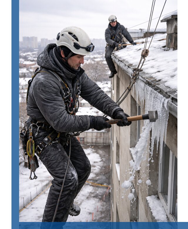 Сбивание и удаление сосулек с крыши в Лабинске безопасно