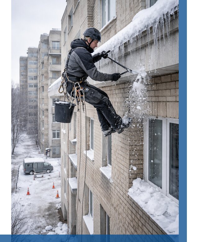 Удаление наледи с карнизов в Лабинске от 375 р. | ВЫСОТНИК-Лбк