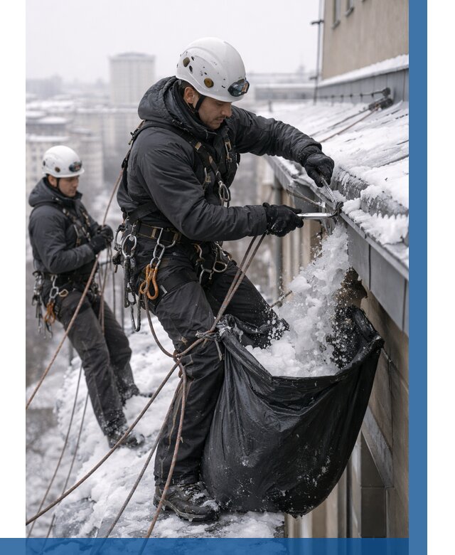 Аварийная очистка крыши в Лабинске под ключ от 322 р. | ВЫСОТНИК-Лбк