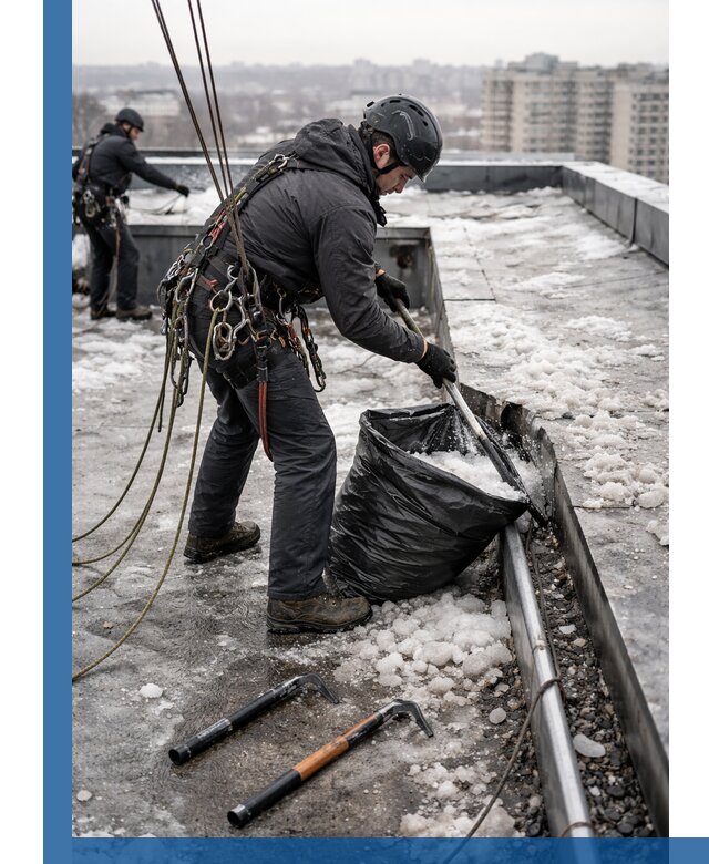 Аварийная очистка кровли в Лабинске от промальпинистов