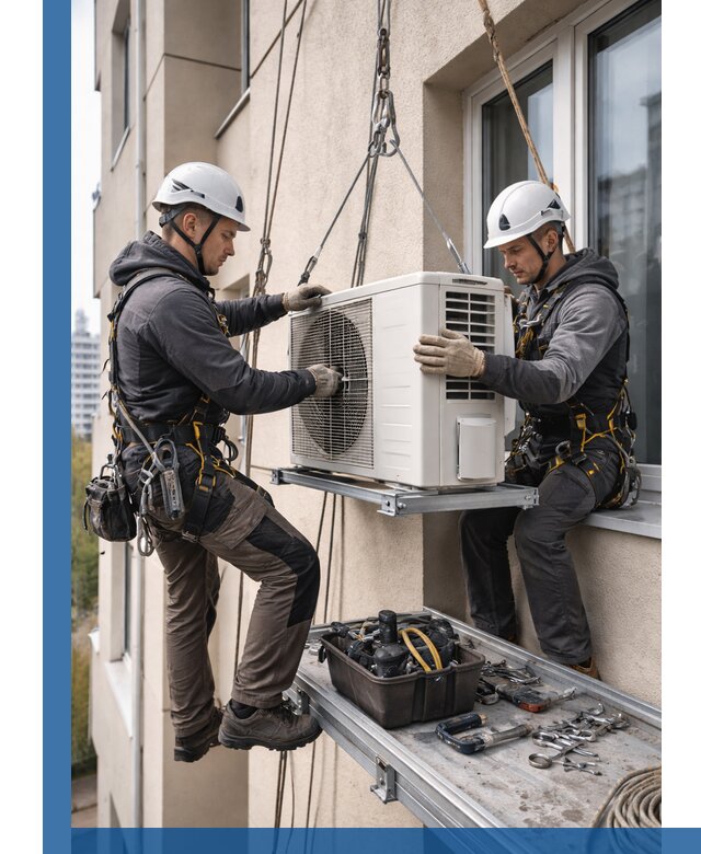 Перенос внешнего блока кондиционера в Лабинске с монтажом и крепежом