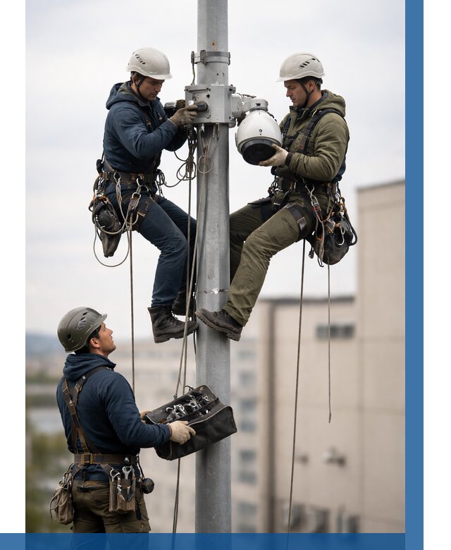 Установка видеокамер на мачте в Лабинске от 9115 р. | ВЫСОТНИК-Лбк