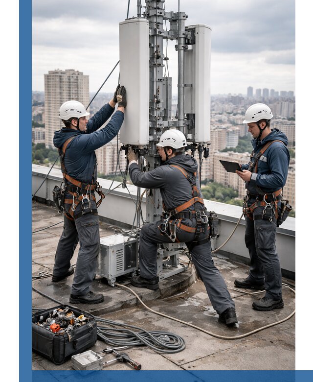 Монтаж антенн связи на крыше в Лабинске с вводом в эксплуатацию