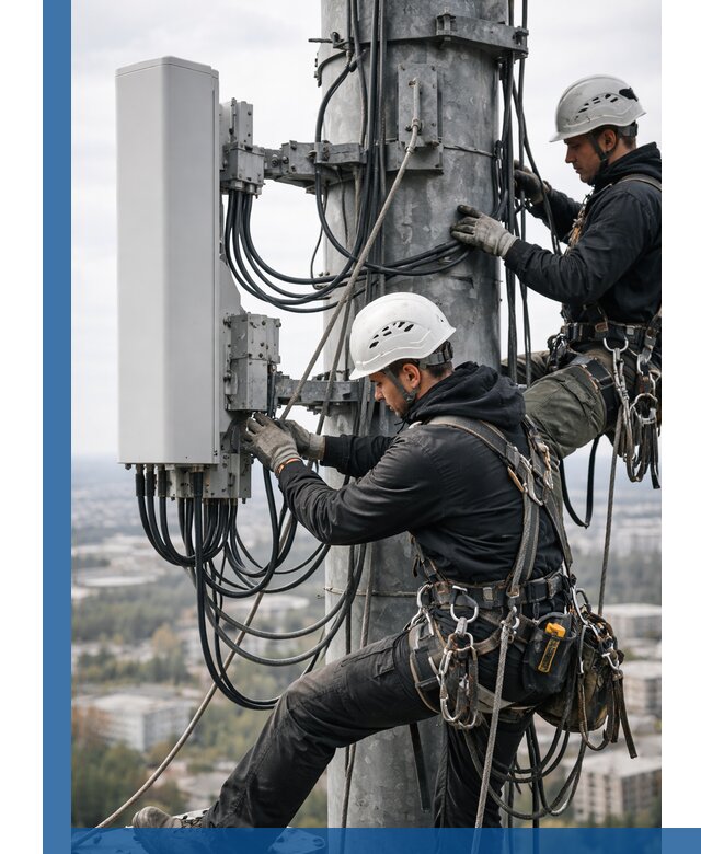 Монтаж оборудования связи на мачте в Лабинске с пусконаладкой