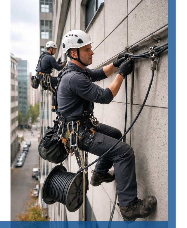 Прокладка кабеля по фасаду в Лабинске от 375 р. | ВЫСОТНИК-Лбк