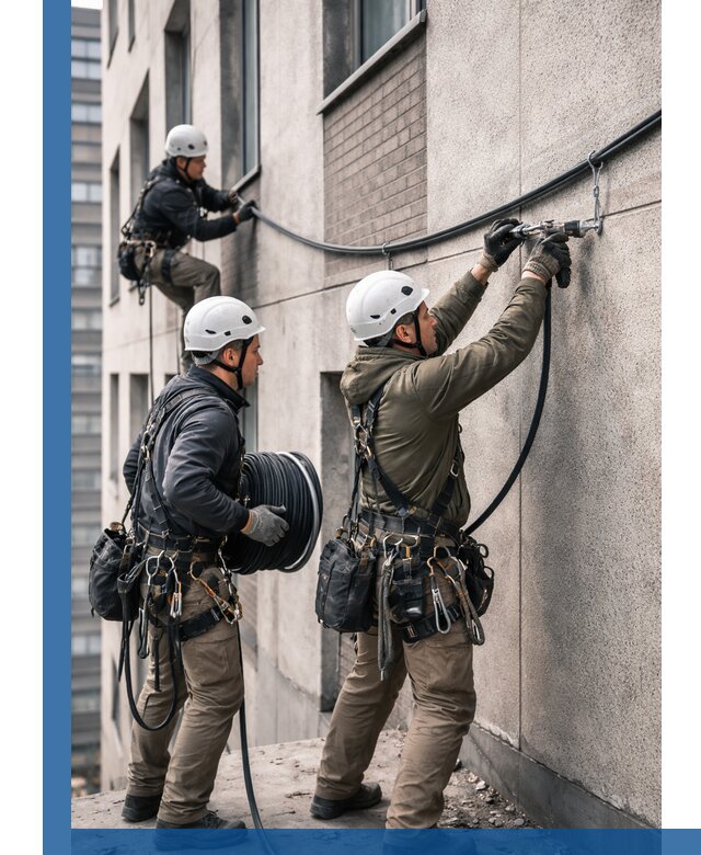 Прокладка кабеля по фасаду в Лабинске, профессиональный монтаж