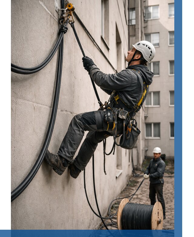 Протяжка кабеля питания на высоте в Лабинске от 483 р. | ВЫСОТНИК-Лбк