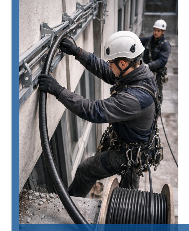 Протяжка кабеля питания на высоте в Лабинске с гарантией безопасности и качества