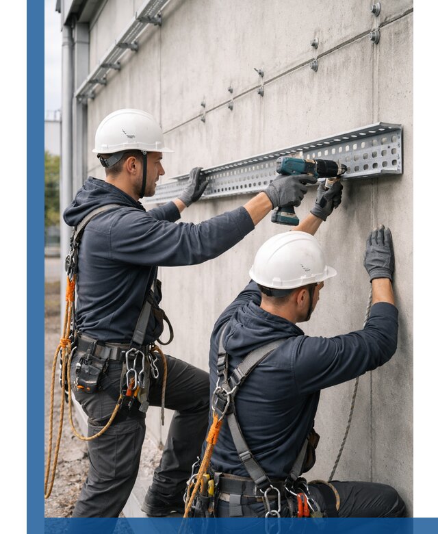 Монтаж кабельных лотков на фасаде зданий в Лабинске с гарантией