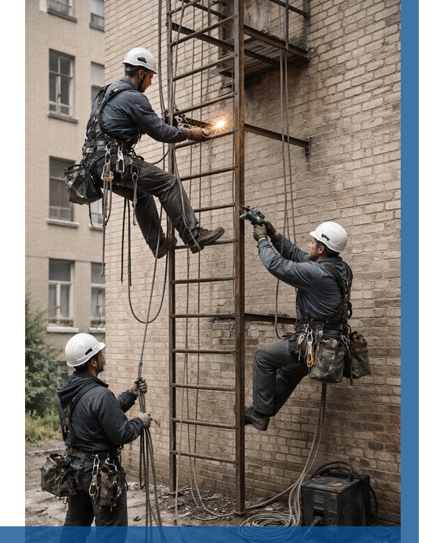 Ремонт пожарной лестницы в Лабинске от 8043 р. | ВЫСОТНИК-Лбк