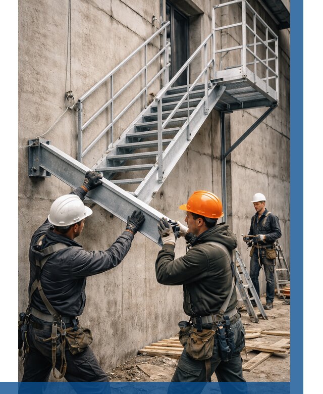 Монтаж металлических лестниц в Лабинске от 16086 р. | ВЫСОТНИК-Лбк