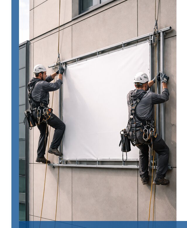 Монтаж наружной рекламной вывески в Лабинске под ключ