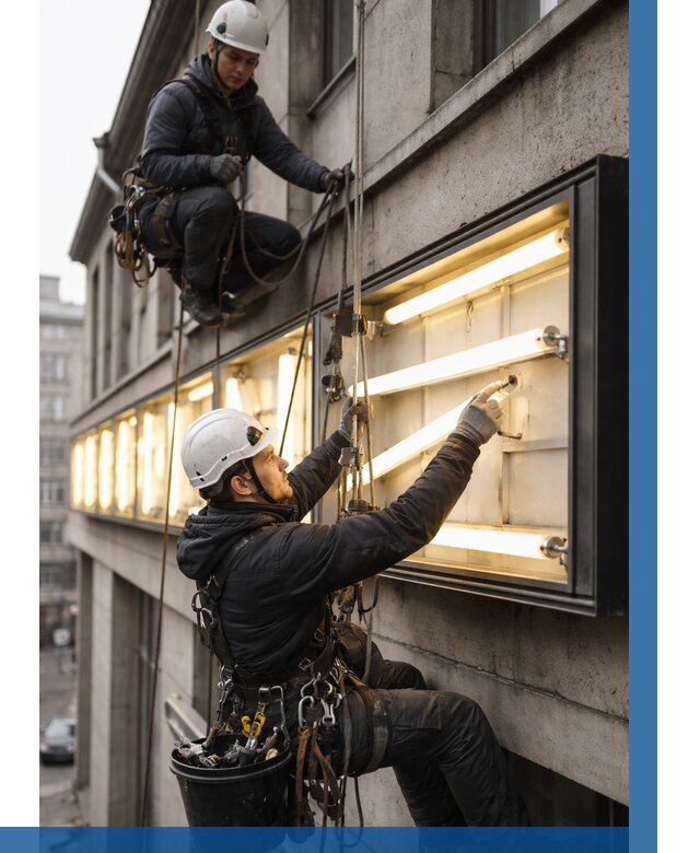 Замена ламп в вывеске в Лабинске под ключ от 3753 р. | ВЫСОТНИК-Лбк
