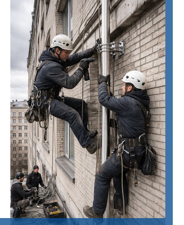 Монтаж флагштока на здании в Лабинске от 6971 р. | ВЫСОТНИК-Лбк