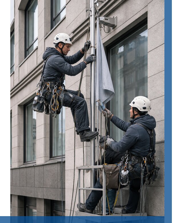 Установка флагов на фасаде в Лабинске от 4826 р. | ВЫСОТНИК-Лбк