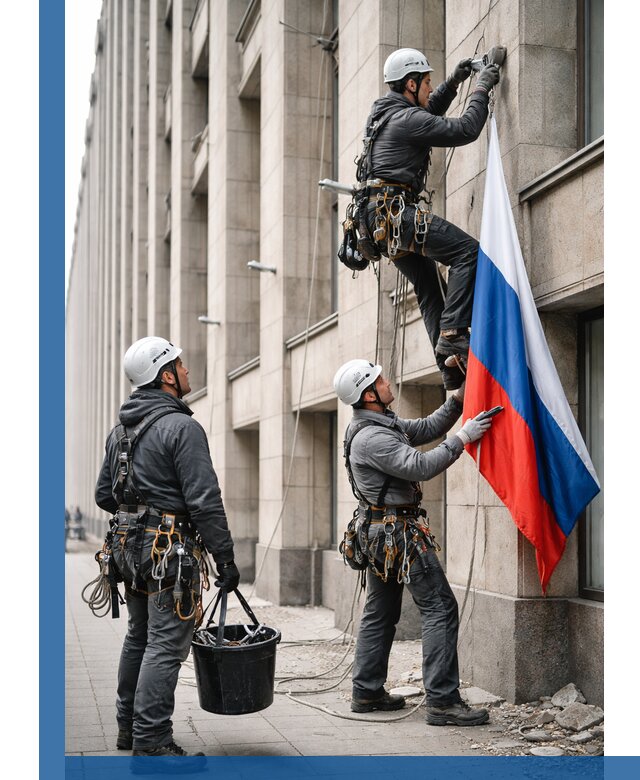 Профессиональная установка флагов на фасаде в Лабинске