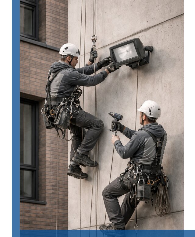 Профессиональный монтаж фасадных прожекторов в Лабинске под ключ