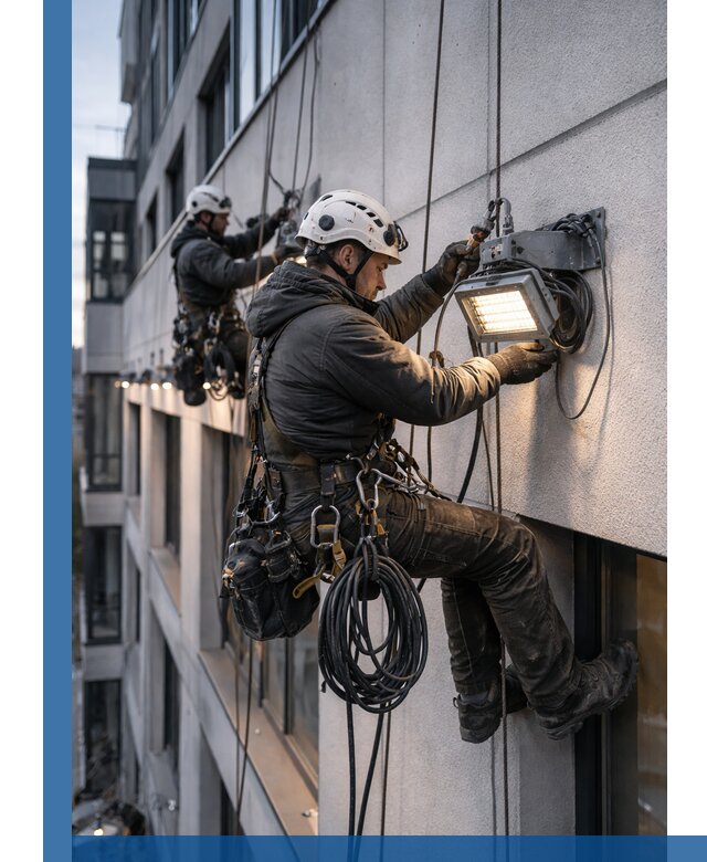 Монтаж фасадного освещения в Лабинске установка и подключение