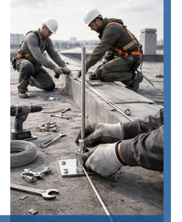 Монтаж молниезащиты на кровле в Лабинске цена от 26810 р. | ВЫСОТНИК-Лбк