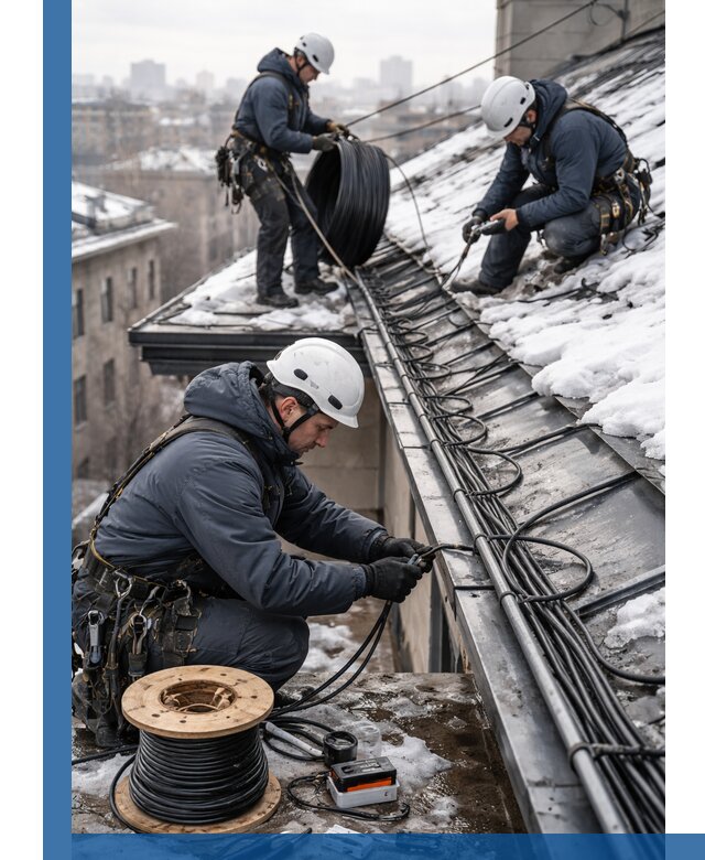 Монтаж греющего кабеля на кровле в Лабинске под ключ